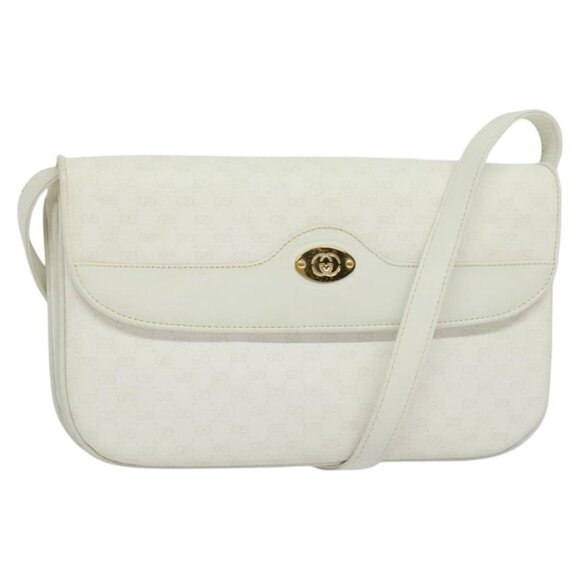 GUCCI Micro GG Supreme Shoulder Bag PVC White Gold 004 106 0024 Auth ac3716 - Picture 1 of 16